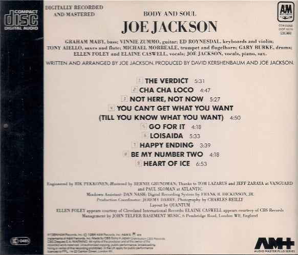 Joe Jackson : Body And Soul (CD, Album)