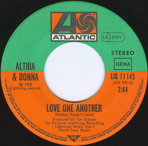 Althea & Donna : Love One Another (7", Single)