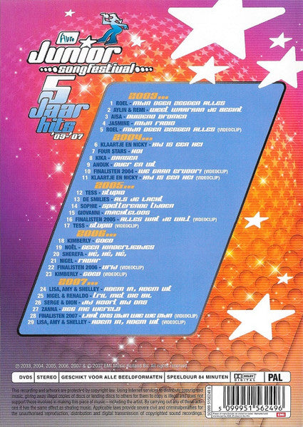 Various : Junior Songfestival 5 Jaar Hits '03-'07 (DVD-V, Comp, PAL)