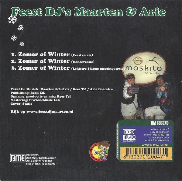 FeestDJ Maarten & Feest dj arie : Zomer Of Winter (CD, Single)
