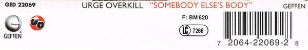 Urge Overkill : Somebody Else's Body (CD, Single)