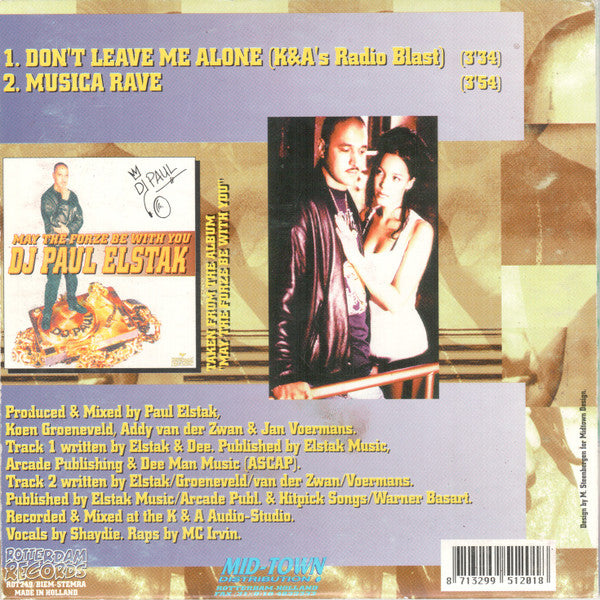 DJ Paul Elstak* : Don't Leave Me Alone (CD, Single)