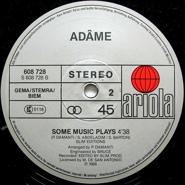 Adâme : Some Music Plays (12", Maxi)