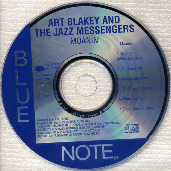 Art Blakey & The Jazz Messengers : Moanin' (CD, Album, RE, RM, RP)