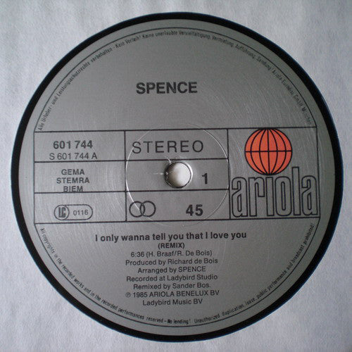 Spence : I Only Want To Tell You That I Love You (Remix) (12", Maxi)
