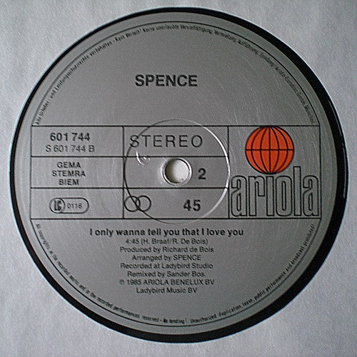 Spence : I Only Want To Tell You That I Love You (Remix) (12", Maxi)