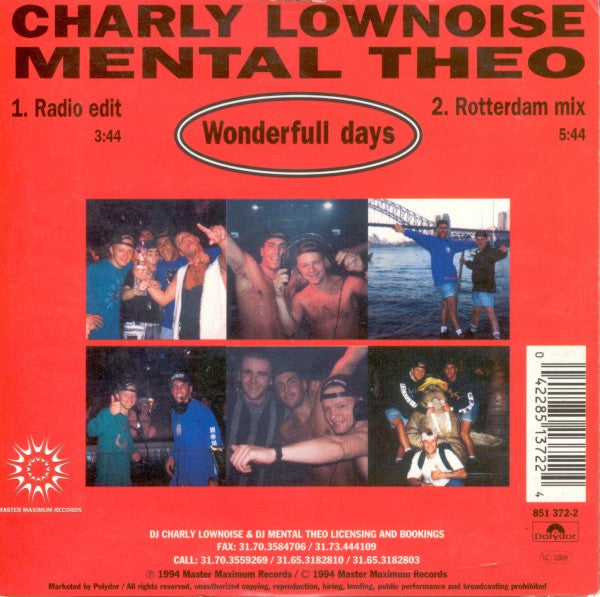 Charly Lownoise & Mental Theo : Wonderfull Days (CD, Single)