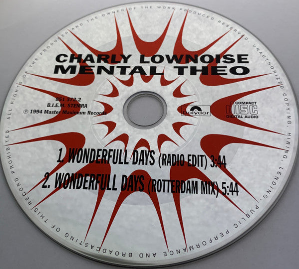 Charly Lownoise & Mental Theo : Wonderfull Days (CD, Single)