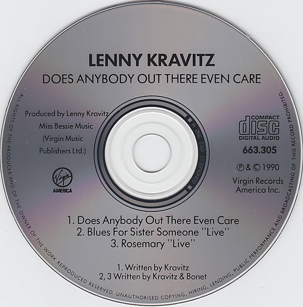 Lenny Kravitz : Does Anybody Out There Even Care (CD, Single)