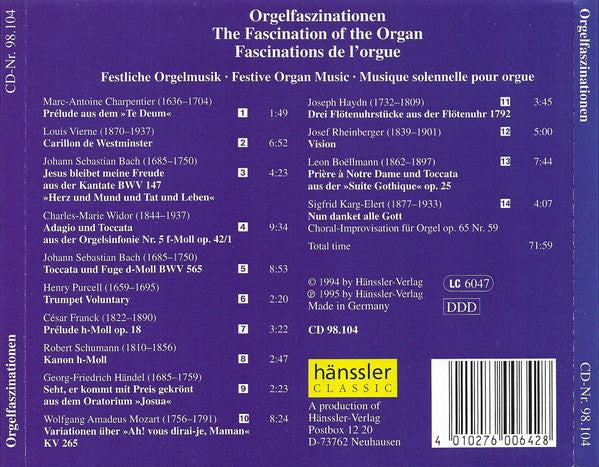 Bernhard Römer : Orgelfaszinationen: Festliche Orgelmusik (CD, Album)