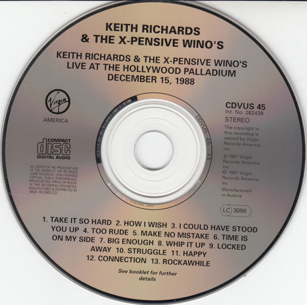 Keith Richards And The X-Pensive Winos : Live At The Hollywood Palladium (CD, Album)