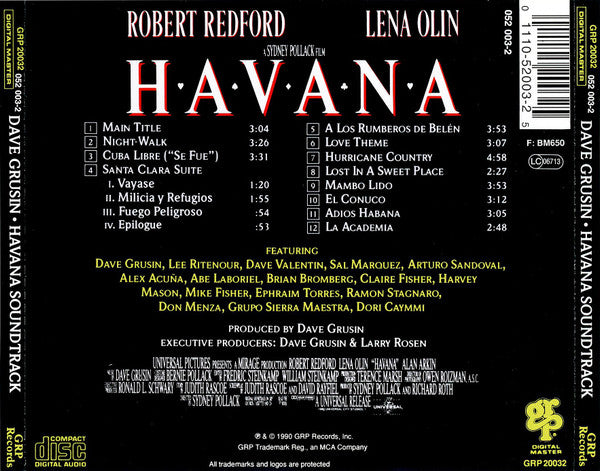 Dave Grusin : Havana (Original Motion Picture Soundtrack) (CD, Album, RM)