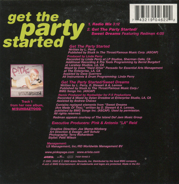 P!nk : Get The Party Started (CD, Single, Car)