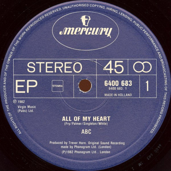 ABC : All Of My Heart / Overture (From The Lexicon Of Love) (12", EP)