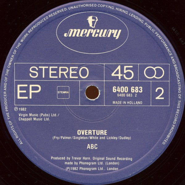 ABC : All Of My Heart / Overture (From The Lexicon Of Love) (12", EP)