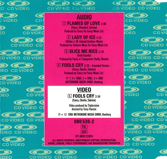 Fancy : Fools Cry (CDV, 5", Single, PAL)