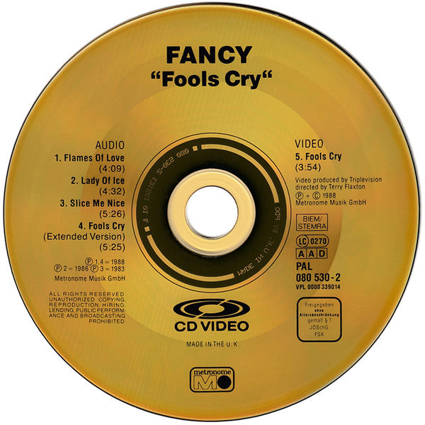 Fancy : Fools Cry (CDV, 5", Single, PAL)
