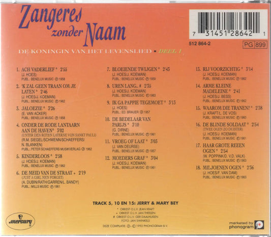Zangeres Zonder Naam : De Koningin Van Het Levenslied Deel 1 (CD, Comp)