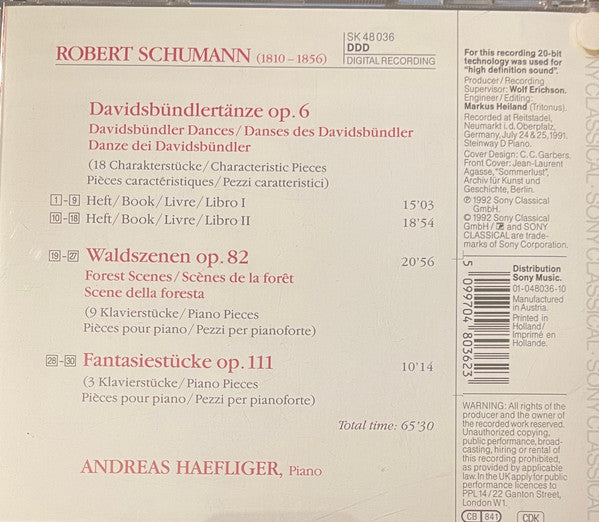Robert Schumann - Andreas Haefliger : Davidsbündlertänze / Waldszenen / Fantasiestücke (CD)