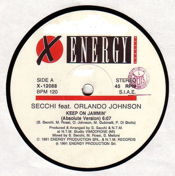 Stefano Secchi : Keep On Jammin' (12")