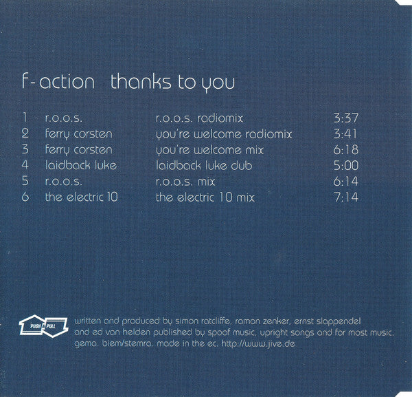F-Action : Thanks To You (CD, Maxi)