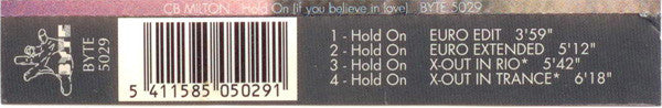 CB Milton : Hold On (If You Believe In Love) (CD, Maxi)