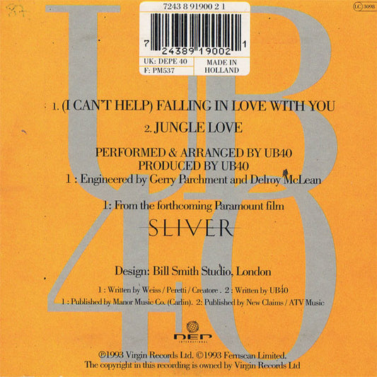 UB40 : (I Can't Help) Falling In Love With You (CD, Single, Car)