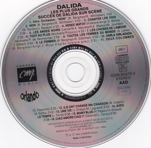 Dalida : Les Plus Grands Succès De Dalida Sur Scène (2xCD, Comp)