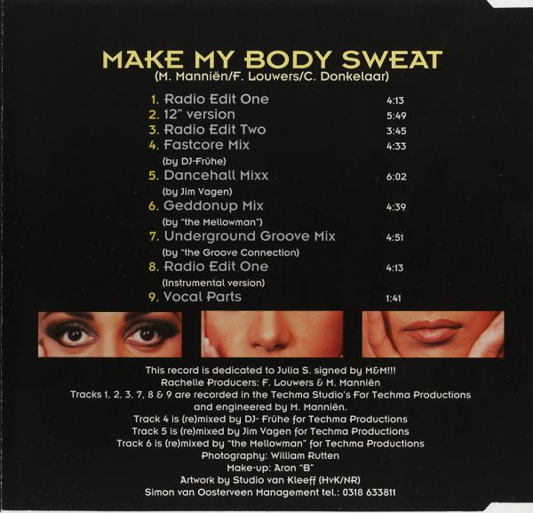 Rachelle (3) : Make My Body Sweat (CD, Maxi)
