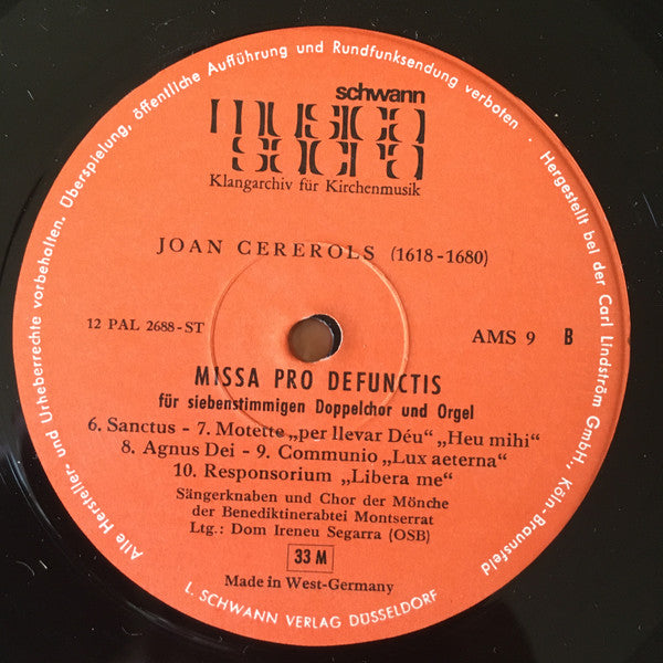Joan Cererols : Missa Pro Defunctis (LP)