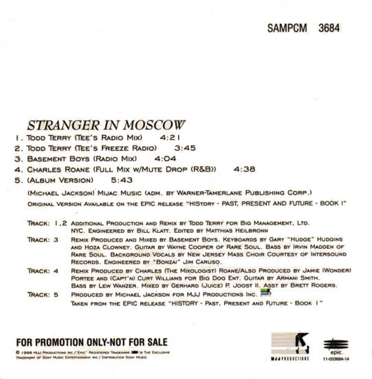 Michael Jackson : Stranger In Moscow (Radio Mixes) (CD, Maxi, Promo)