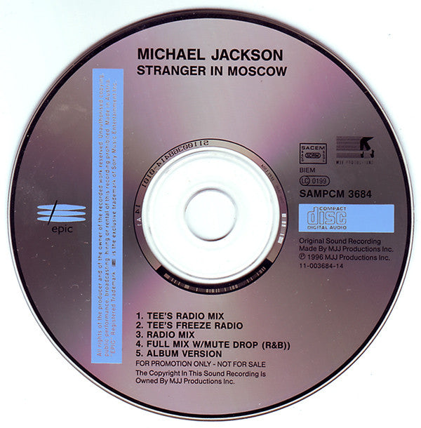 Michael Jackson : Stranger In Moscow (Radio Mixes) (CD, Maxi, Promo)