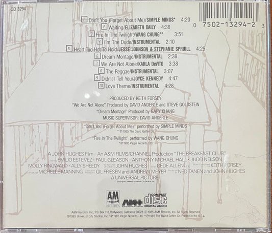 Various : The Breakfast Club (Original Motion Picture Soundtrack) (CD, Album, Den)