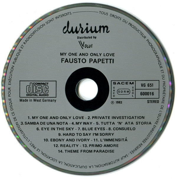 Fausto Papetti : My One And Only Love (CD, Album)