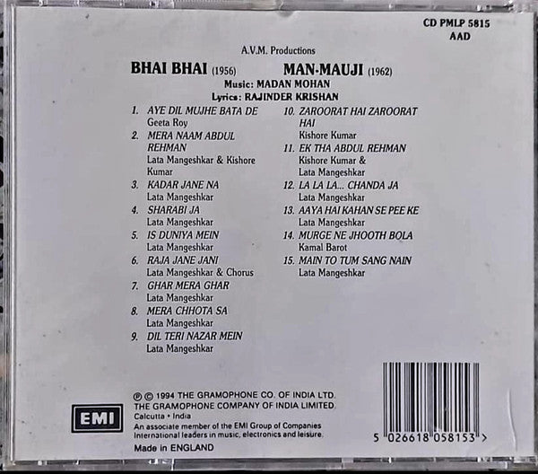 Madan Mohan : Bhai Bhai / Man-Mauji (CD, Comp)