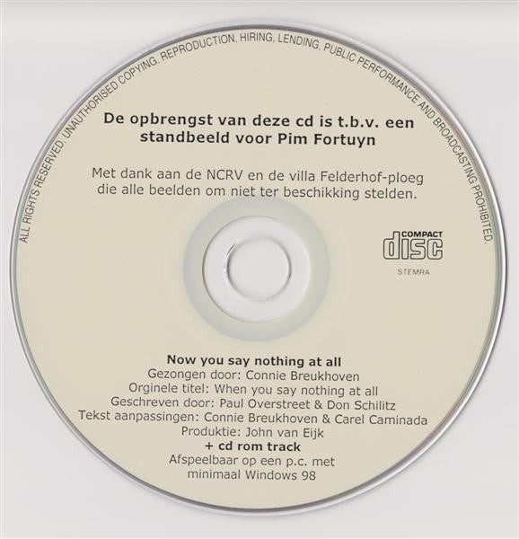 Connie Breukhoven : Now You Say Nothing At All (6 Mei 2002) (CD, Single, Enh)