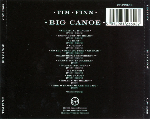 Tim Finn : Big Canoe (CD, Album)