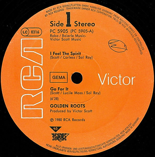 Golden Roots : I Feel The Spirit / Go For It (12", Maxi)
