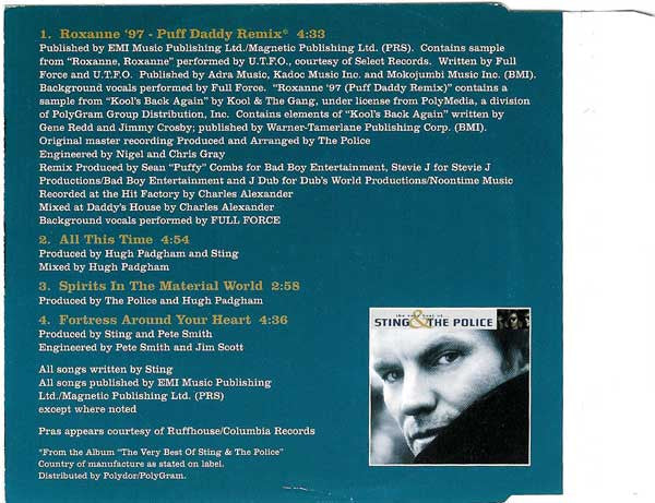 Sting & The Police : Roxanne '97 (Puff Daddy Remix) (CD, Maxi)
