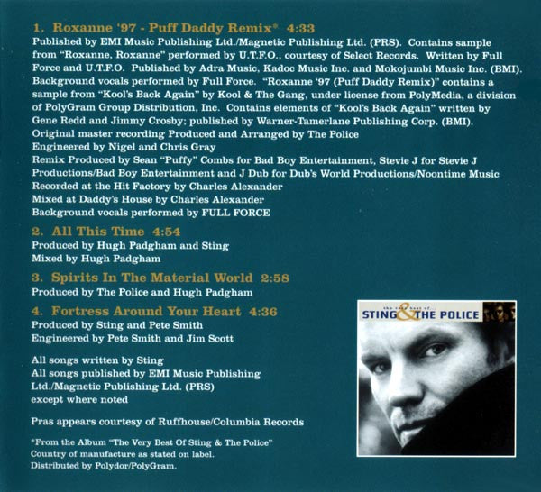 Sting & The Police : Roxanne '97 (Puff Daddy Remix) (CD, Maxi)
