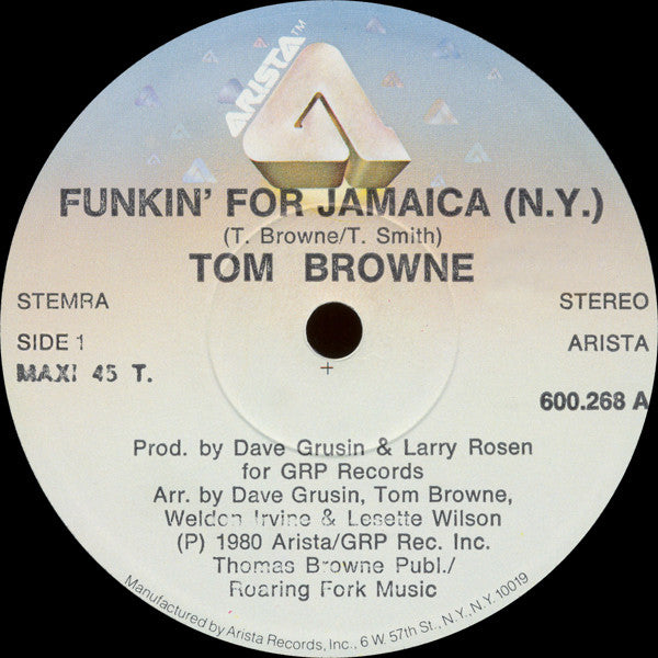 Tom Browne : Funkin' For Jamaica (N.Y.) (Long Version) (12", Maxi)