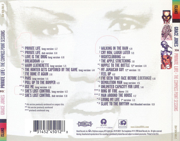 Grace Jones : Private Life: The Compass Point Sessions (2xCD, Comp)