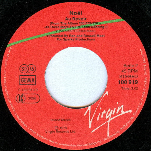 Noel (2) : The Night They Invented Love / Au Revoir (7", Single)