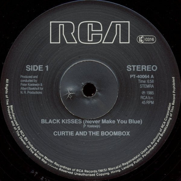 Curtie And The Boombox : Black Kisses (Never Make You Blue) (Extended Version) (12")