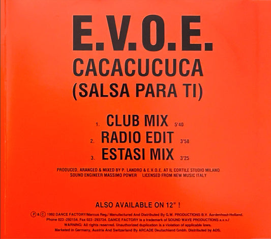 E.V.O.E. : Cacacucuca (Salsa Para Ti) (CD, Maxi)