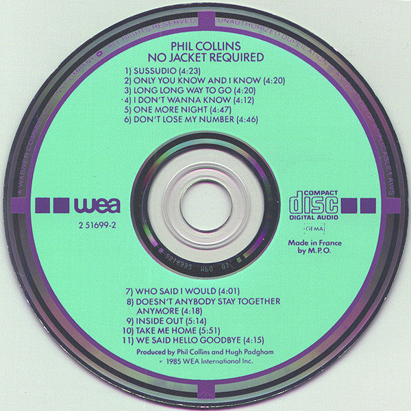 Phil Collins : No Jacket Required (CD, Album, Tar)