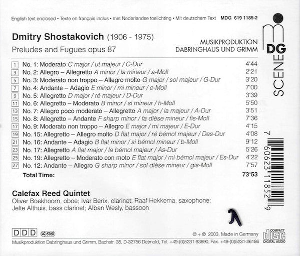 Calefax* Plays Shostakovich* : Preludes And Fugues Opus 87 (CD, Album, Son)