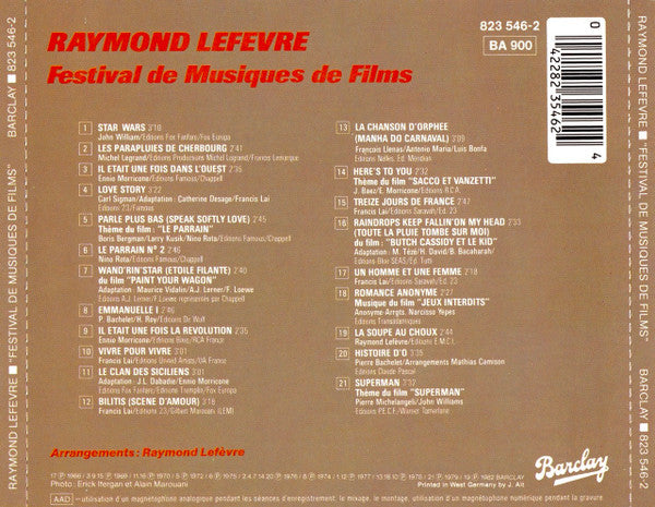 Raymond Lefèvre : Festival De Musiques De Films (CD, Comp)