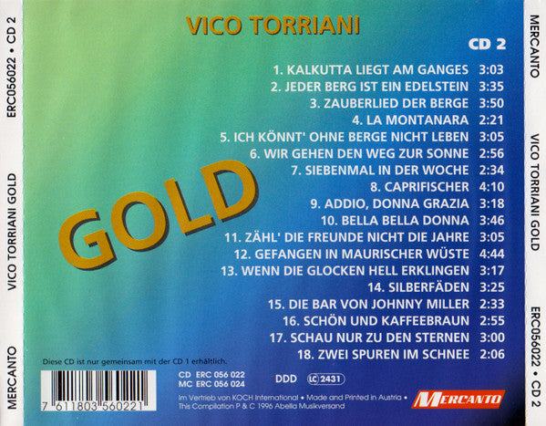Vico Torriani : Gold (2 CD 18 Original Hits) (CD, Comp)
