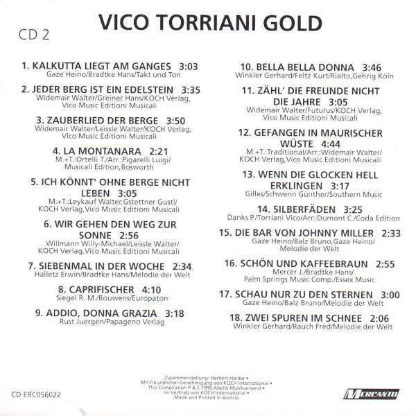 Vico Torriani : Gold (2 CD 18 Original Hits) (CD, Comp)